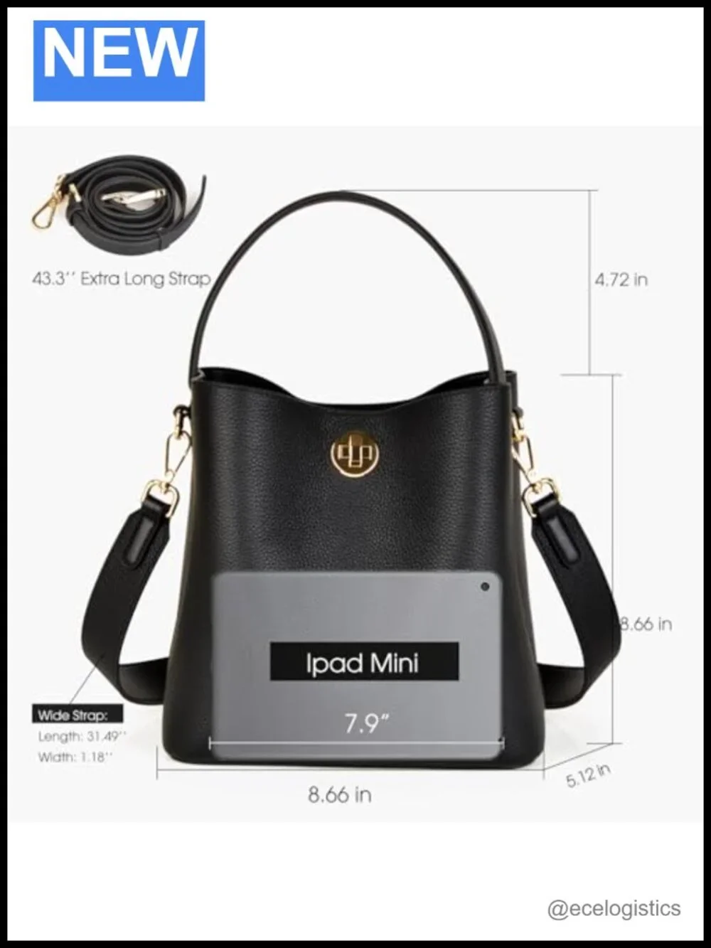 Genuine Leather Bucket Tote Bag for Women Adjustable Strap